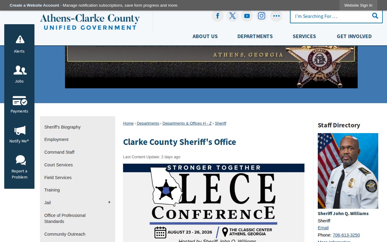 Clarke County Sheriff's Office source page for warrants and wanted records